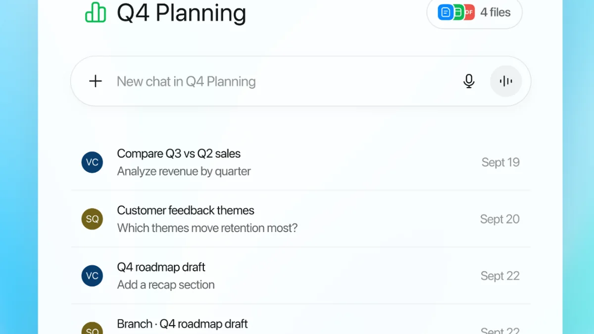 ChatGPT Projects interface with project navigation and conversation content.