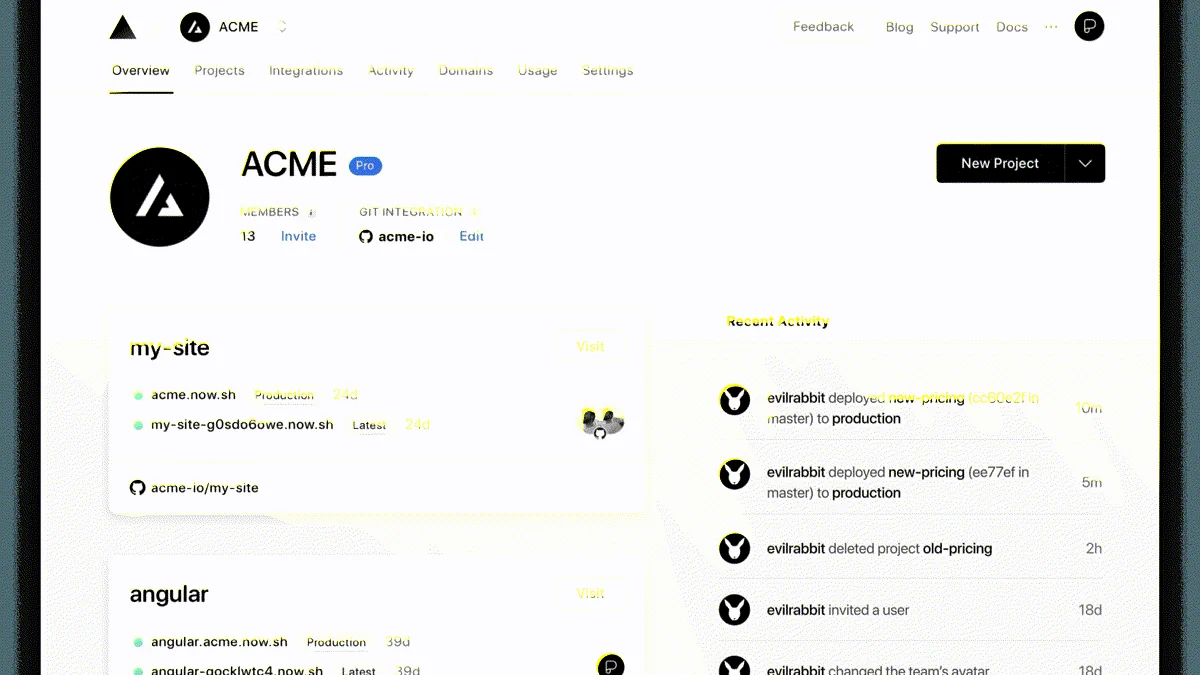 Vercel dashboard project and deployment overview.