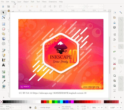 Inkscape split-screen interface showing vector artwork and outline preview