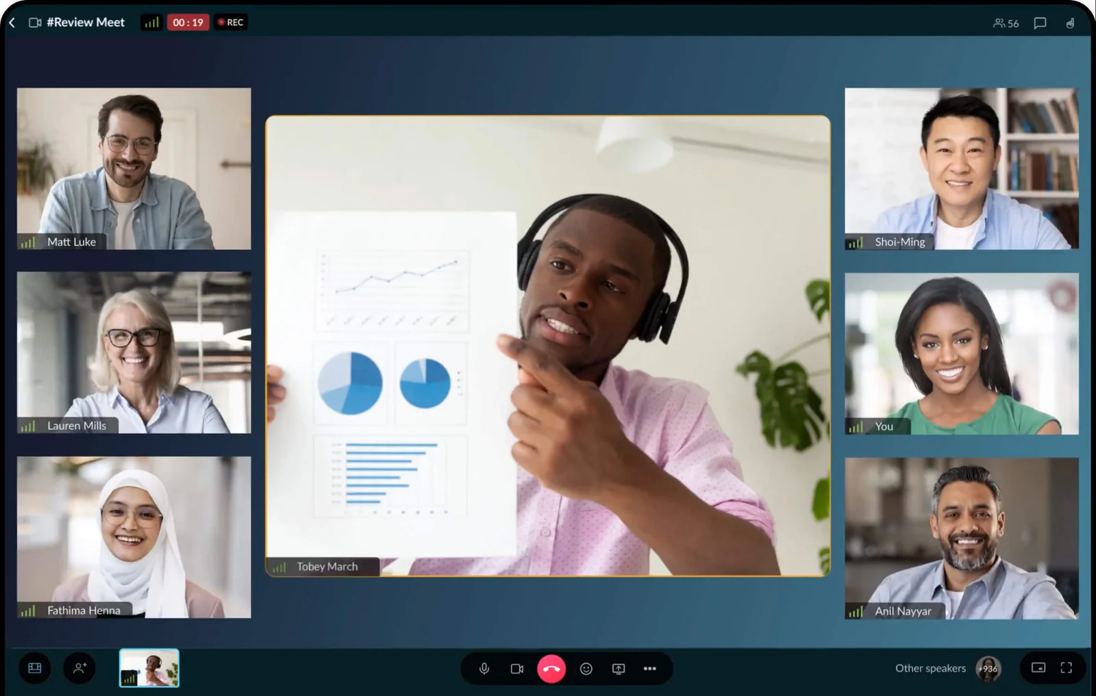 Zoho Workplace video meeting with shared document review