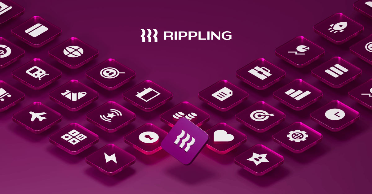 Rippling product map showing connected HR, IT, finance, identity, and device modules
